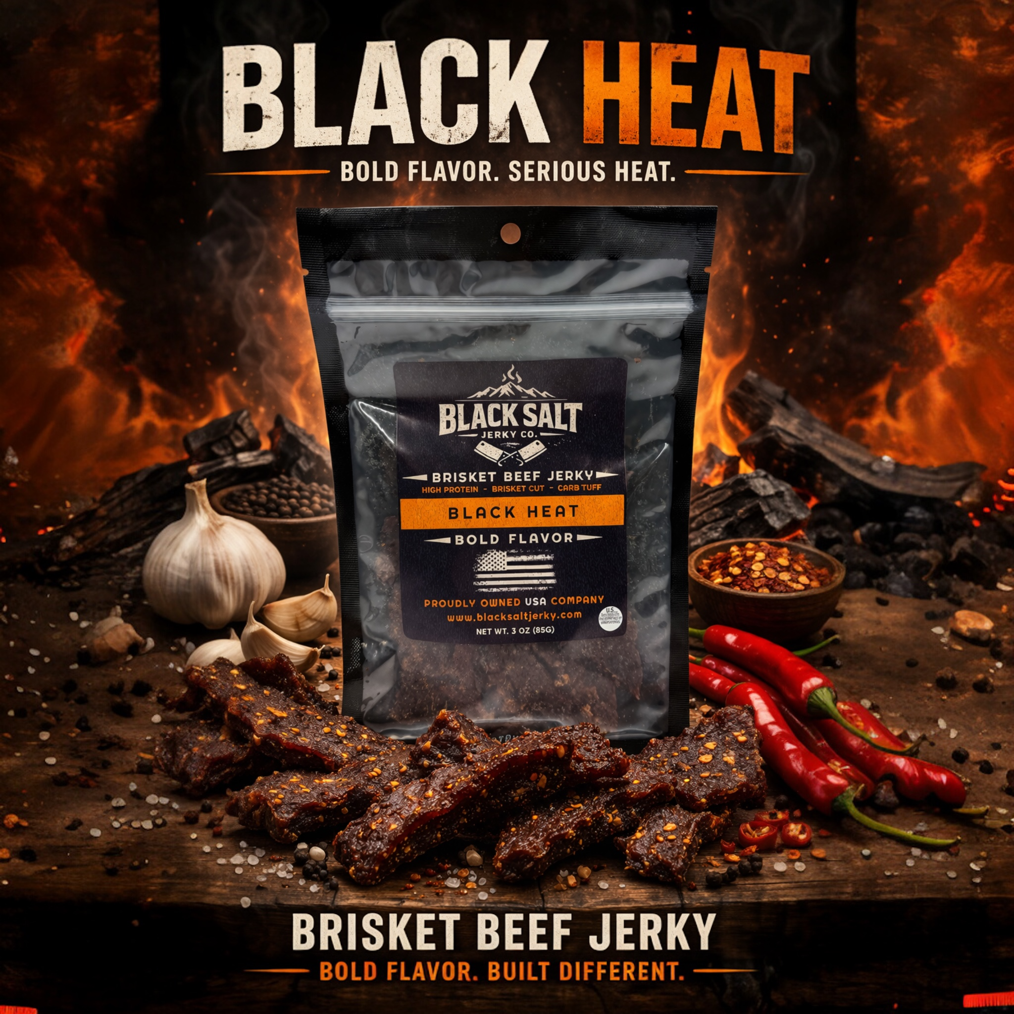 Black Salt Jerky Co. Black Heat 3oz.
