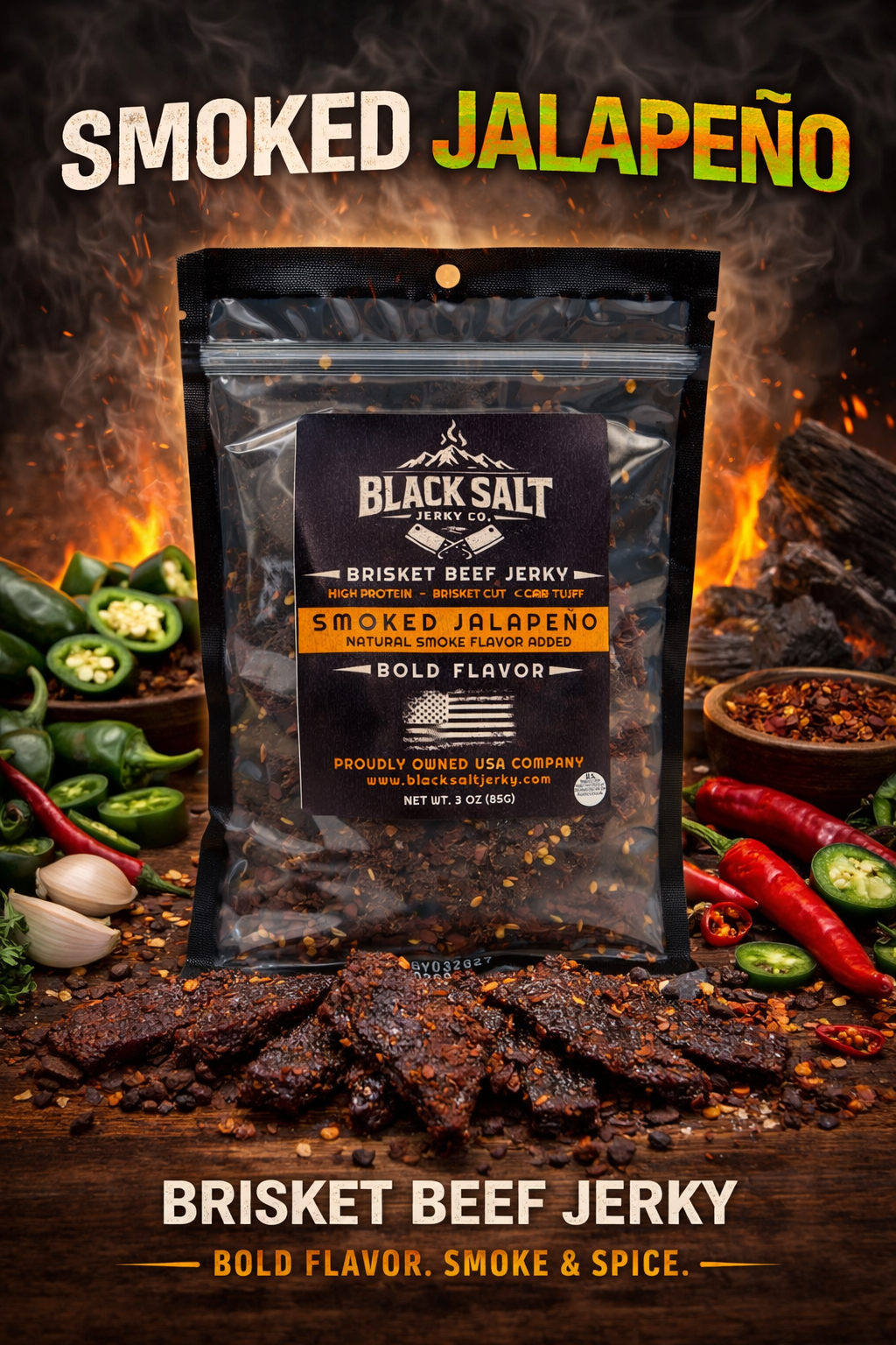 Black Salt Jerky Co. Gift Pack Jerky, Hat and Tee Combo