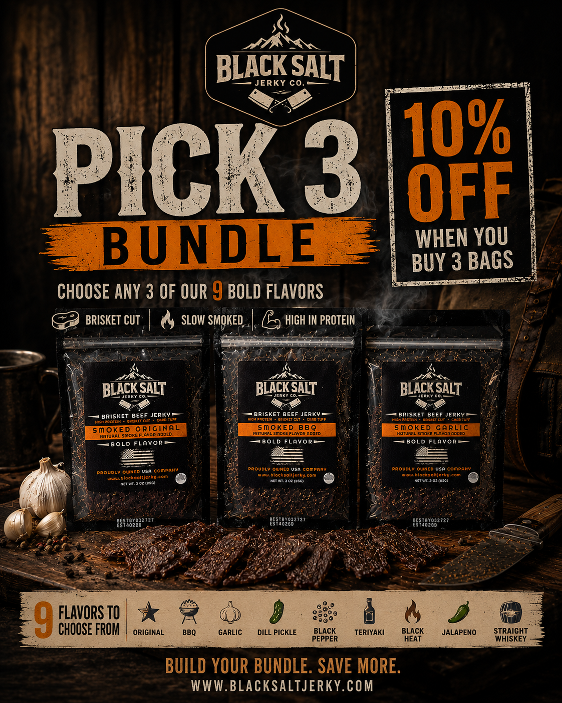 Black Salt Jerky Co. Pick 3 Bundle
