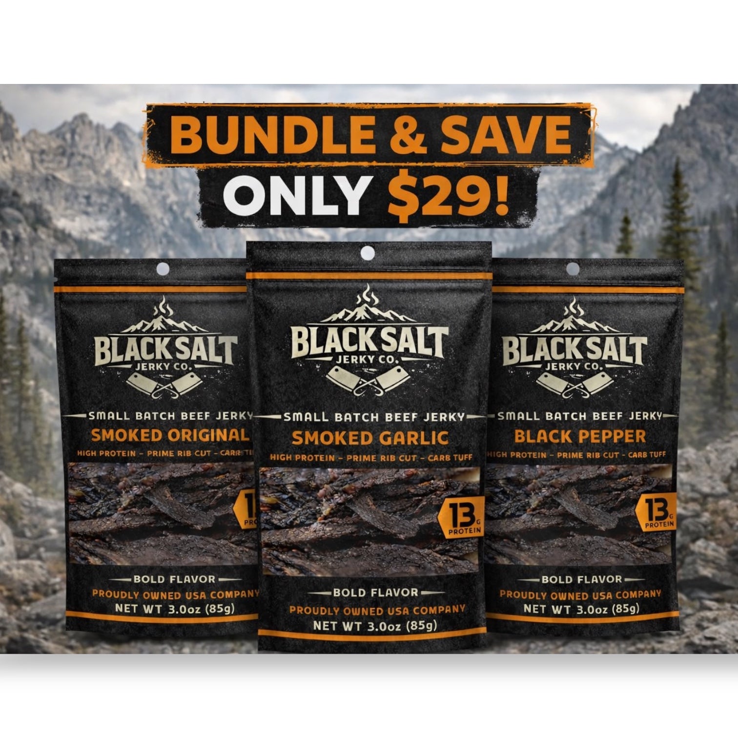 Black Salt Jerky Co. 3 Pack