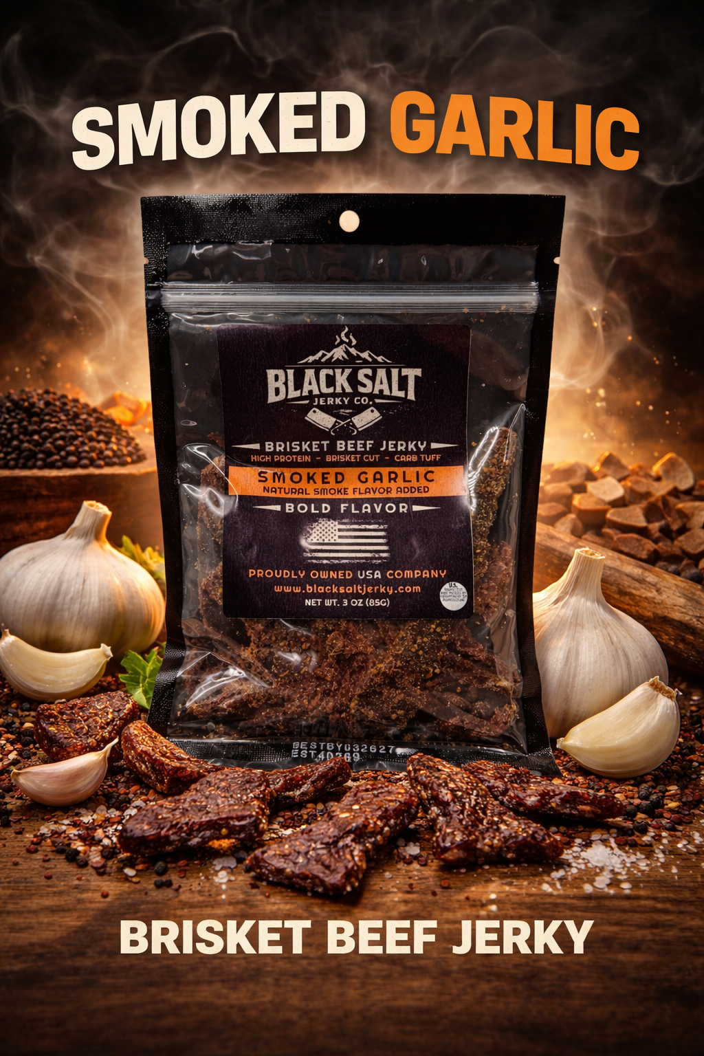 Black Salt Jerky Co. Smoked Garlic 3oz.