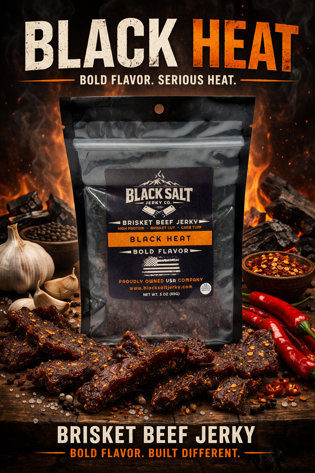 Black Salt Jerky Co. Black Heat 3oz.