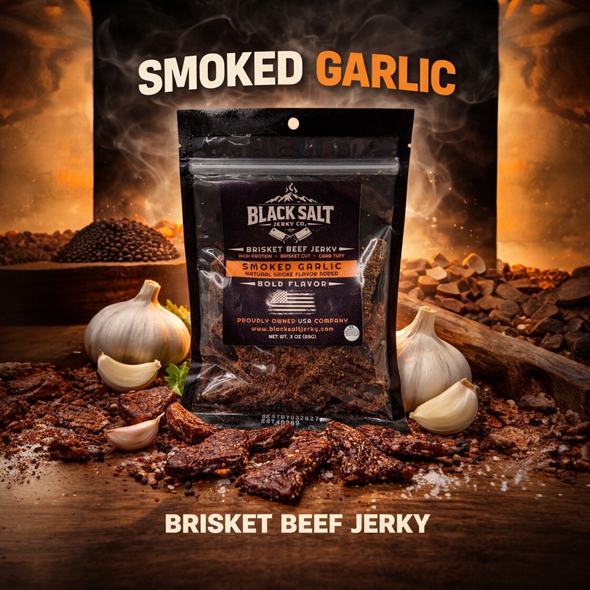 Black Salt Jerky Co. Smoked Garlic 3oz.